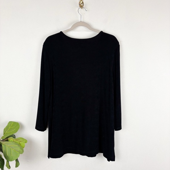 Chico’s Travelers Collection Black Long Sleeve Tunic Top Sz 3 (16/18) - Picture 2 of 6